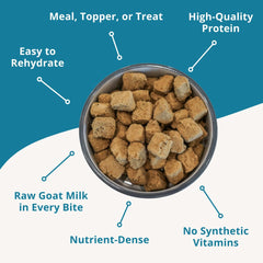 Steve's Real Food freeze-dried turkey nuggets serving bowl, appealing texture for picky eaters