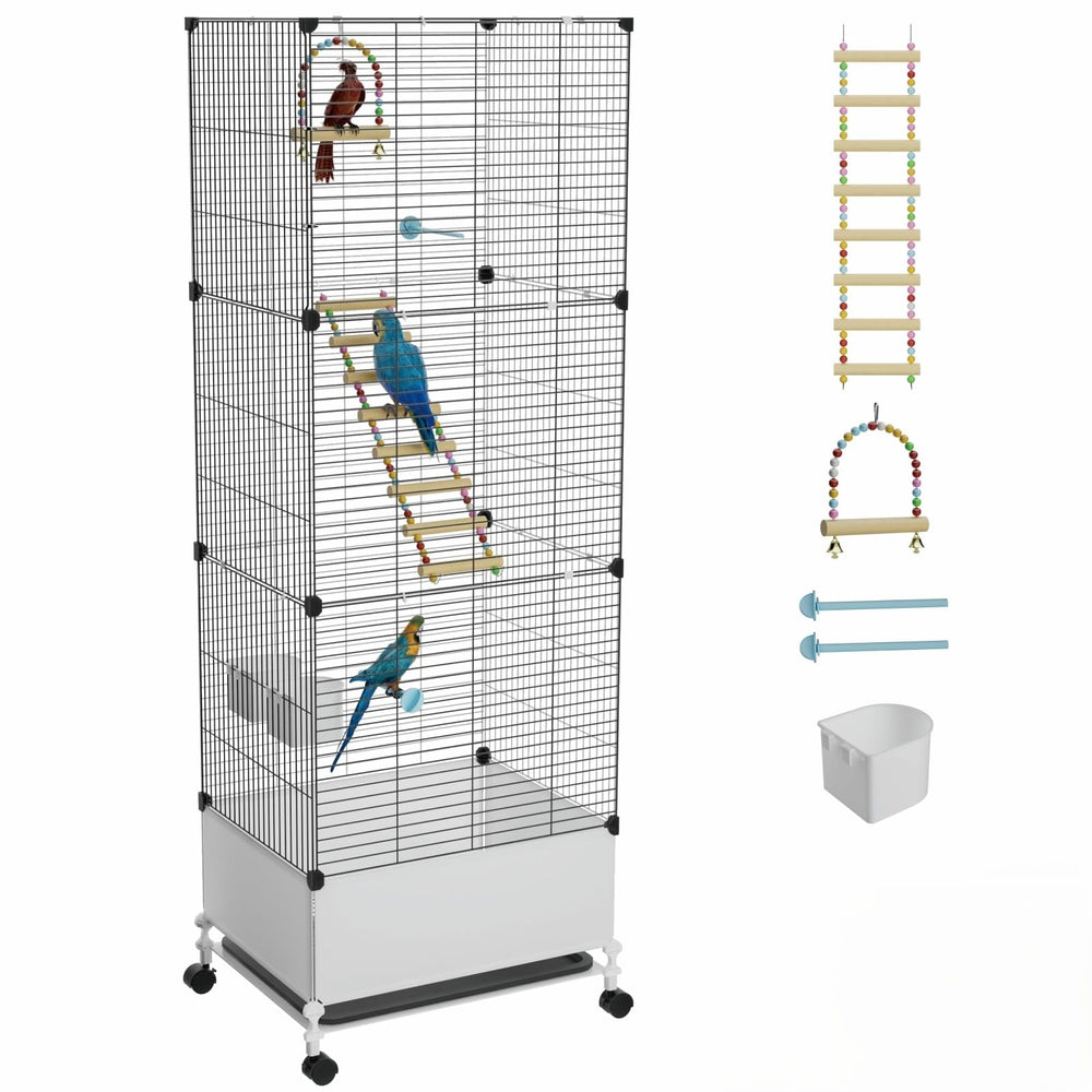 STILLCOVE extra-large bird cage with rolling stand for easy movement and flexible placement.