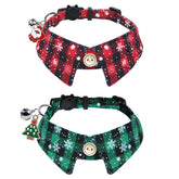 STMK Christmas cat collar red plaid with bell for festive photo shoots.