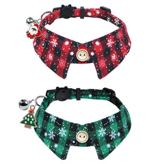 STMK Christmas cat collar red plaid with bell for festive photo shoots.