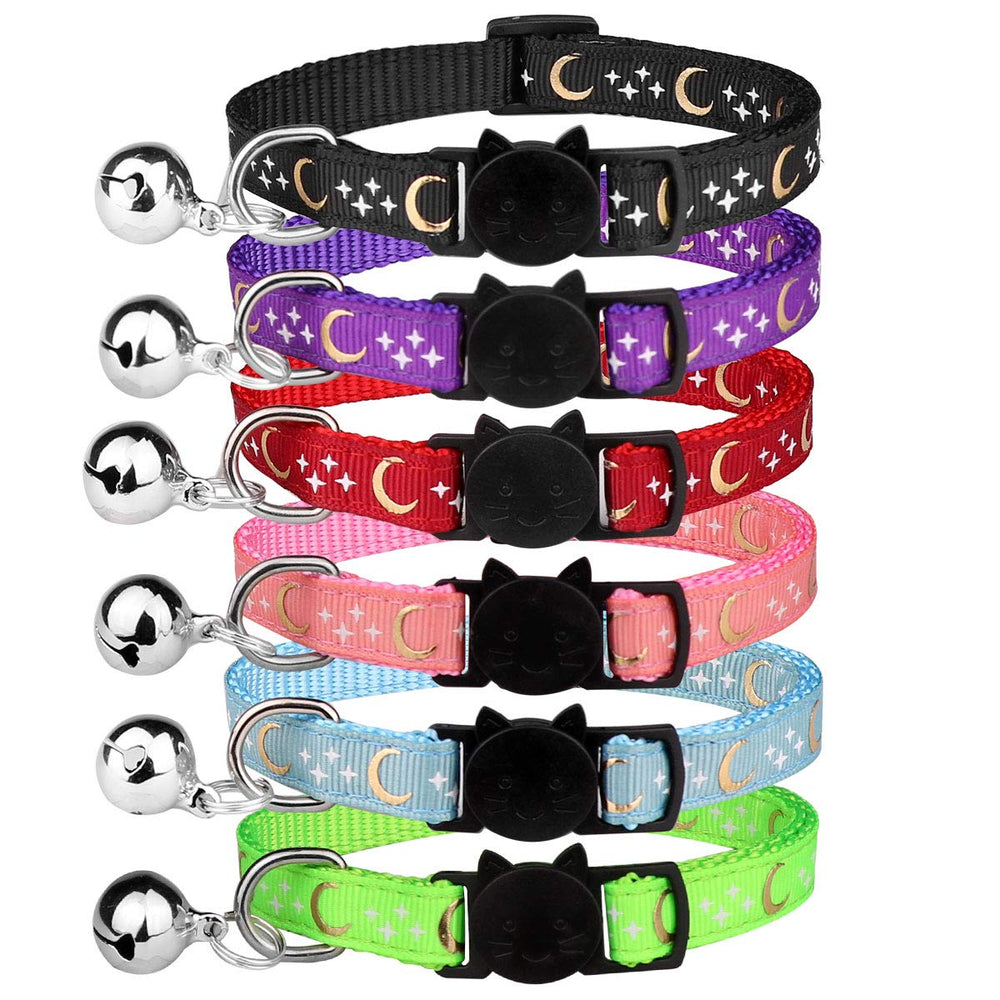Stpiatue breakaway cat collar with golden moon detail for kitten safety