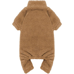 Stpiatue fuzzy dog pajamas front view offer cozy warmth for small dogs.