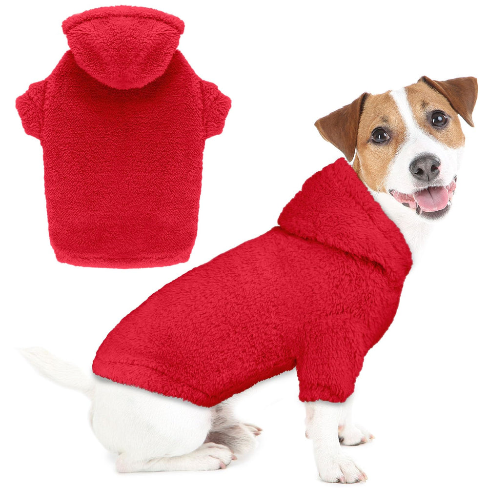 Stpiatue fuzzy dog sweater red-L main keeps large dogs warm during cold strolls