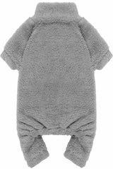 Stpiatue fuzzy pajamas turtleneck grey xxs front view for warm, comfy dog wear