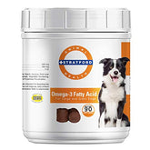 Stratford EZ Chew Omega-3 bottle showing dog-friendly soft chews for joint support.