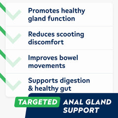 STRELLALAB Anal Gland Chews dog eating scene shows easy daily digestive support.