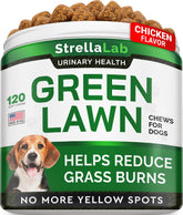 STRELLALAB grass burn spot chews bottle for easy lawn protection.