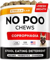 STRELLALAB No Poo Chews dog-biscuit texture for digestion support