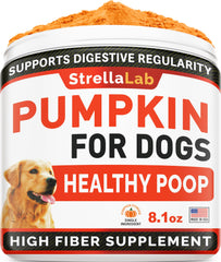 STRELLALAB Pumpkin for Dogs with powder in a bowl supports digestion and firmer stool