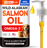 StrellaLab wild Alaskan salmon oil ocean-to-bowl pour supports healthy skin and coat