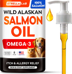 StrellaLab wild Alaskan salmon oil ocean-to-bowl pour supports healthy skin and coat