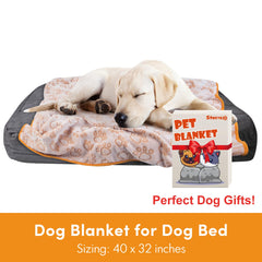 Stuffed dog blanket protects furniture while soft fabric cushions pets during play.