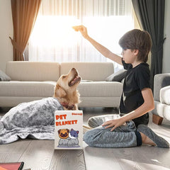 Stuffed premium soft dog blanket grey washable and dryer-safe for easy year-round care