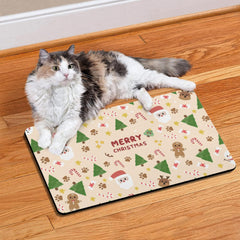 Stunnoosy Christmas dog food mat santa claus showcases festive design while absorbing spills efficiently.
