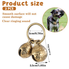 Styquenzer brass dog bell closeup on collar demonstrates loud sound for easy location.