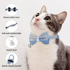 Styquenzer breakaway buckle cat collar in blue plaid ensuring quick escape during adventures.