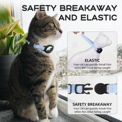 sucegi AirTag Cat Collar blue airtag-holder highlights easy tracking with a compact protective pocket.