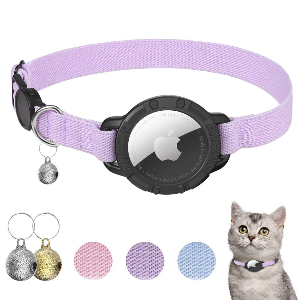 Sucegi AirTag Cat Collar purple strap keeps your cat stylish, secure, and comfortable on everyday adventures.