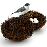 Sukh artificial bird nest close-up with woven rattan texture for natural decor