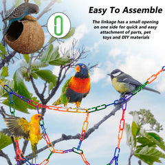 Sukh bird cage toys climbing links illustrate lightweight connectors for safe perch-building and play.