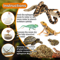 Sukh Sphagnum Moss 3.5 oz packaging emphasized as easy-to-use reptile bedding.