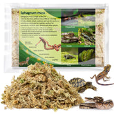 Sukh Sphagnum Moss for reptiles packaging close-up, highlighting moisture-retaining bedding for terrarium use.