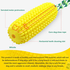 Sumind corn toy cleans teeth during chewing and massages gums for a cleaner mouth.