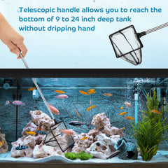 Sumind extendable handle net enables hands-free deep-tank reach.