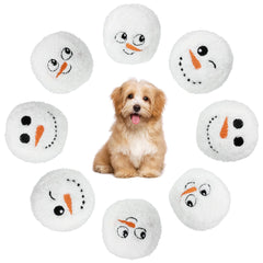 Sumind plush snowman ball dog toy showcases four styles for indoor and outdoor fetch.