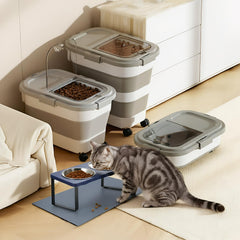 Summark container with rolling wheels enables easy mobility around the kitchen.
