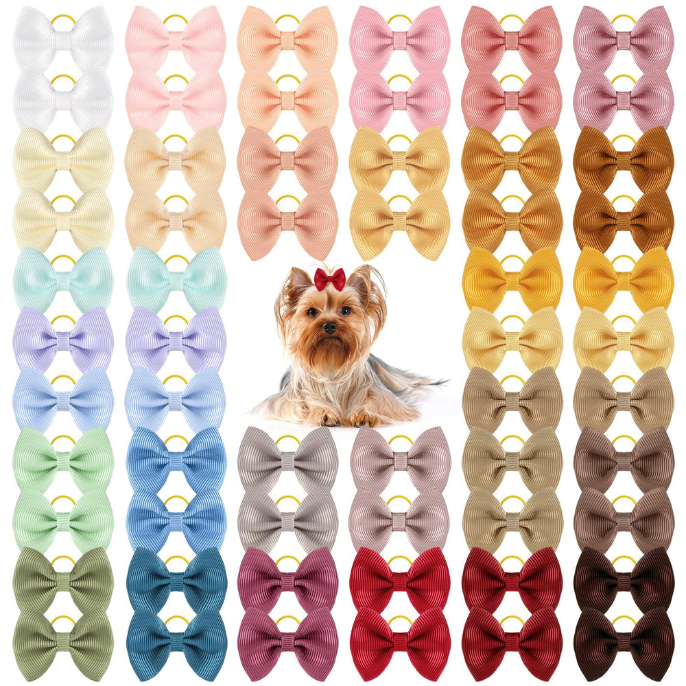 SUMMORO 60pcs puppy bows pack in morandi colors for stylish small pets.