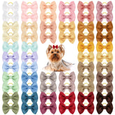 SUMMORO 60pcs puppy bows pack in morandi colors for stylish small pets.