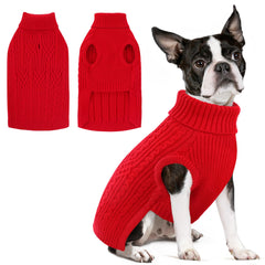 SUNFURA Christmas dog sweater red model wearing for festive warmth and comfort.