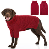 Sunfura XL red dog sweater, front view, cozy warmth for winter strolls.