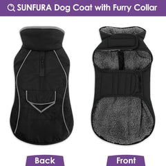 SUNFURA dog coat leash hole shows convenient harness compatibility during outdoor adventures.
