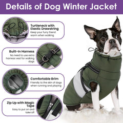 SUNFURA dog jacket windproof furry collar shields wind and cold