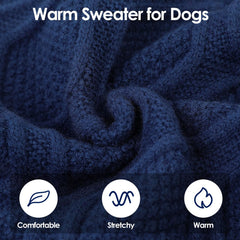 SUNFURA XL blue dog sweater back view highlighting full body coverage and snug fit.