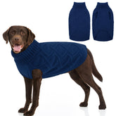 SUNFURA XL blue dog sweater front view shows thick knit warmth for winter walks.