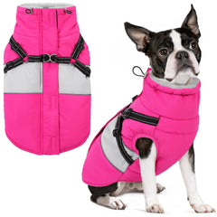 SUNFURA dog winter coat back view shows waterproof shell for dry, comfortable walks