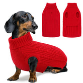 SUNFURA small Christmas dog sweater front view with cozy knit and festive red style.