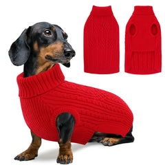 SUNFURA small Christmas dog sweater front view with cozy knit and festive red style.