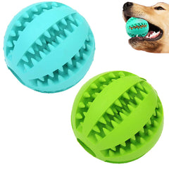 Sunglow dog toy ball front view shows durable bite-resistant rubber for teething.