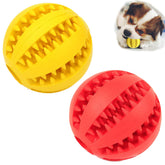 Sunglow dog toy ball teething close-up showing durable chew-friendly rubber.