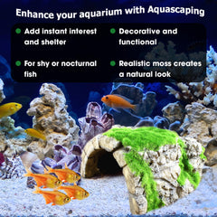 SunGrow aquarium moss-accent cave detail enhances natural underwater scenery.
