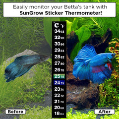 SunGrow Betta thermometer strip packaging for convenient, mess-free purchase.