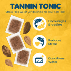 SunGrow Catappa Bags in a 10-gallon tank showing tannin release