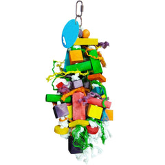 SunGrow parrot toy hanging in cage provides enrichment and activity