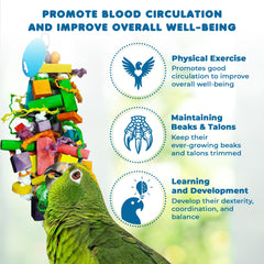 SunGrow parrot toy wooden chew blocks satisfy natural chewing behavior