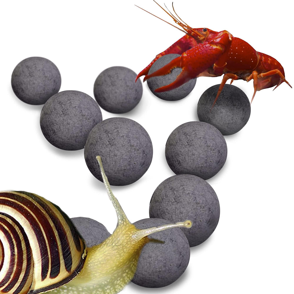 Sungrow snail-crayfish-energy-balls-tank-view illustrate activity boost and color enhancement in aquariums.