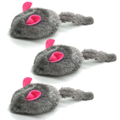 SunGrow Squeaky Plush Mice pack with soft fur for interactive cat play